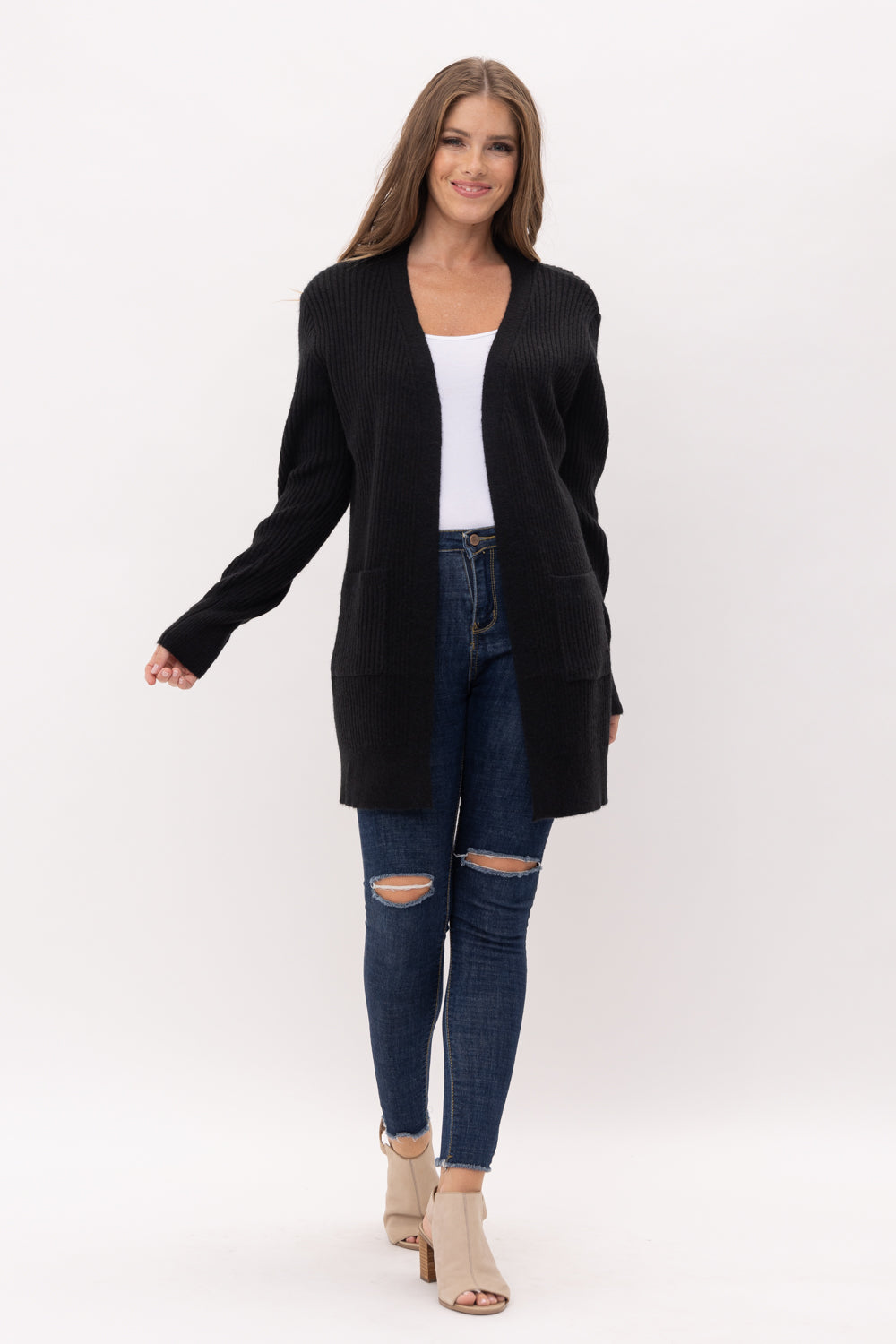 Cielo Chunky Oversized Ribbed Open Front Cardigan - SW525