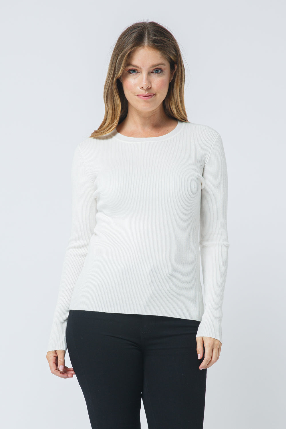 Cielo Women's Ribbed Crew Neck Pullover SW30