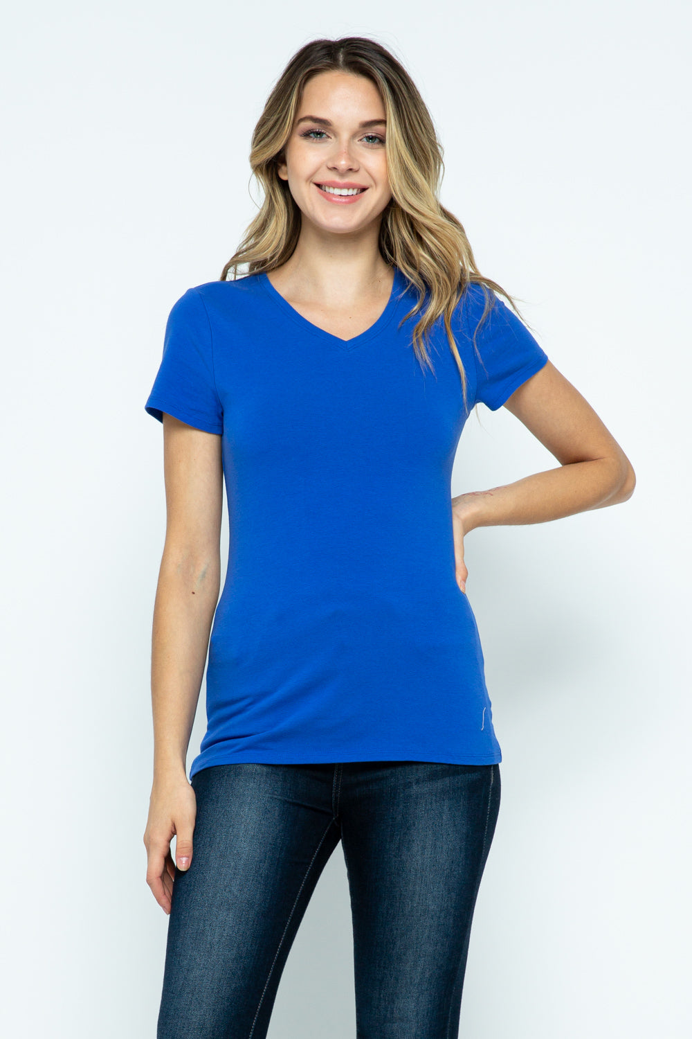 Cielo Women's Basic V-Neck Short-Sleeve T-Shirts - T1004