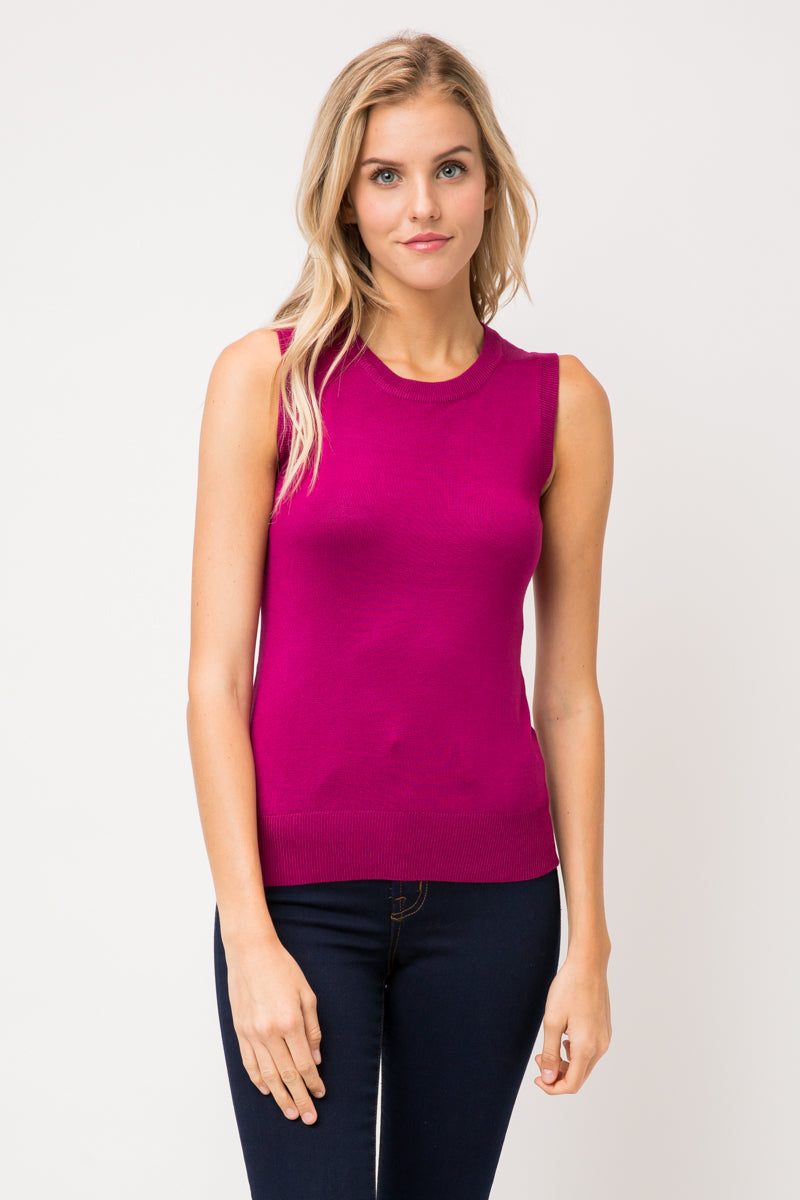 Cielo Round Neck Styled Sleeveless Pullover Vest - SW660 - Cielo 1985 